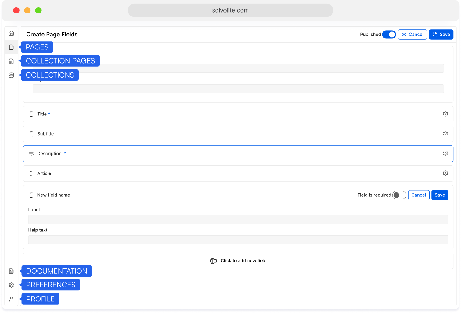 SolvoLite CMS Interface